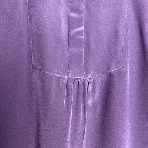 Land’s End Washable Silk Blouse Tunic Top Purple Long Sleeve Mandarin Collar US4 - Picture 7 of 13